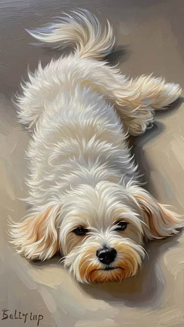 ヘソ天、マルチーズ、子犬
