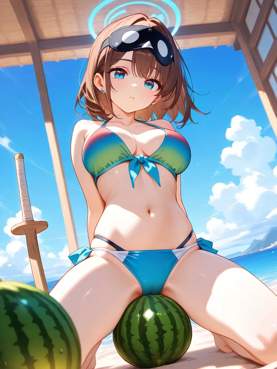 お尻でスイカ割り