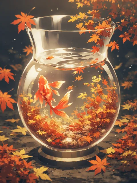 秋の金魚鉢