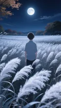 月明かりの下