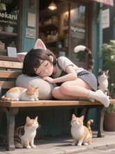 猫谷にゃん子お昼寝中 — 猫耳イラストのAIイラスト｜SUPPART
