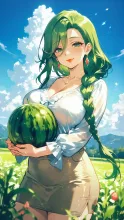 スイカと夏の女性·初夏チャレンジ の投稿作品