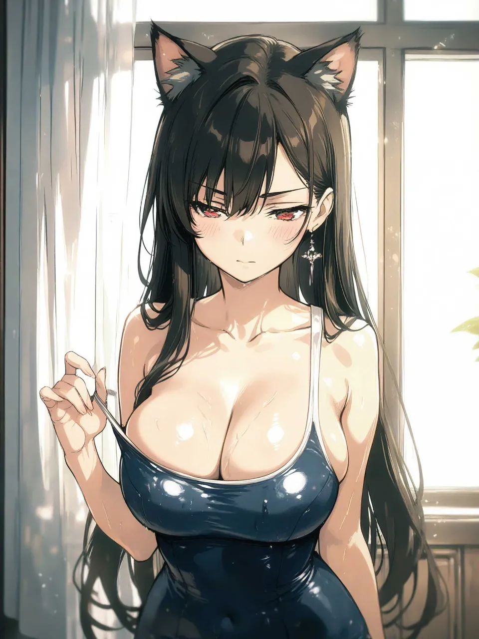 スクール水着の猫さん — 山中さんのAIイラスト