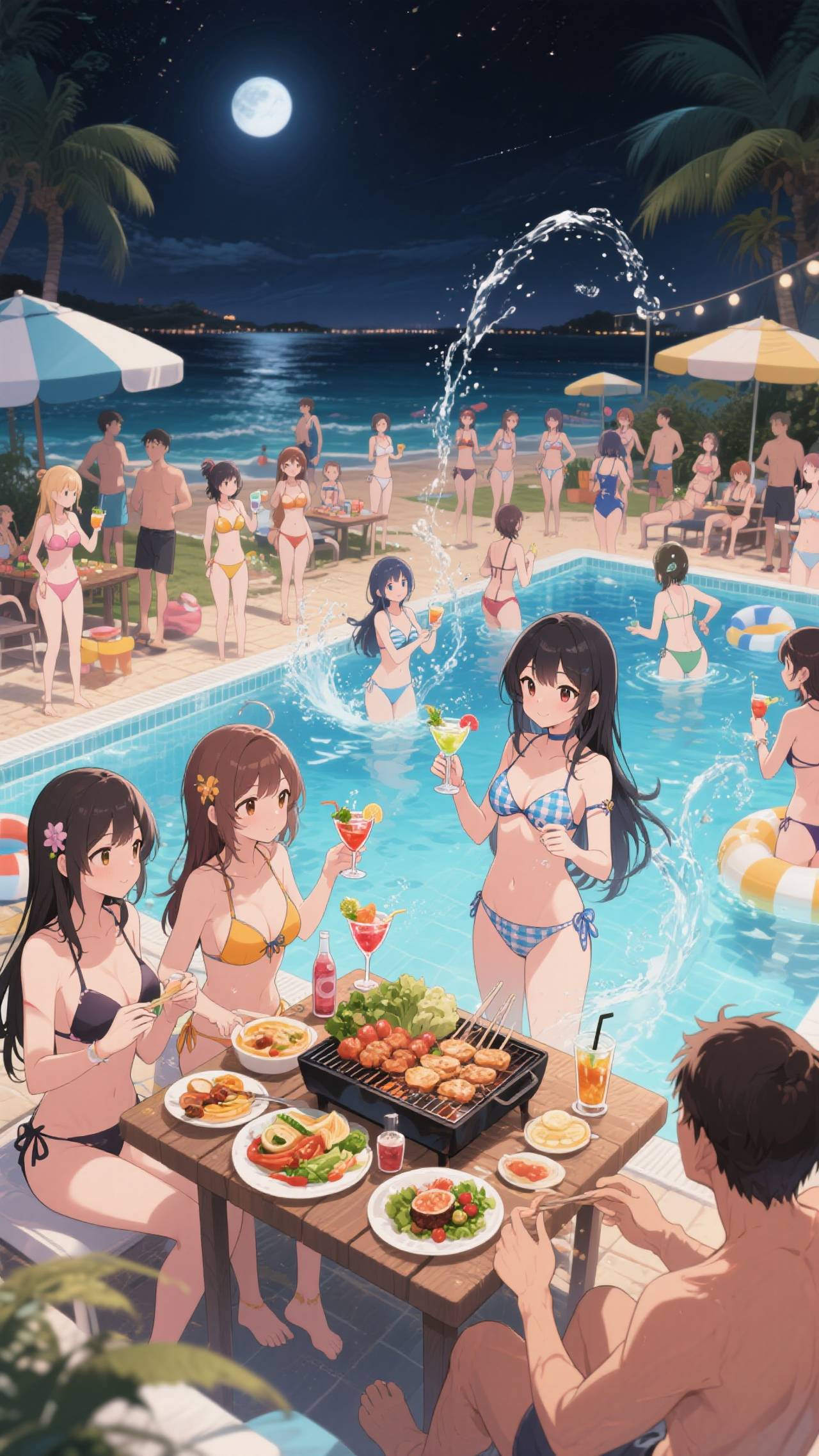 ナイトプールパーティ2 — Mitsuhiro NishitaniさんのAIイラスト
