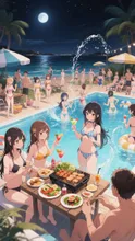 ナイトプールパーティ2 — Mitsuhiro NishitaniさんのAIイラスト
