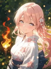篝火と浴衣美人·夏の夜の篝火 の投稿作品