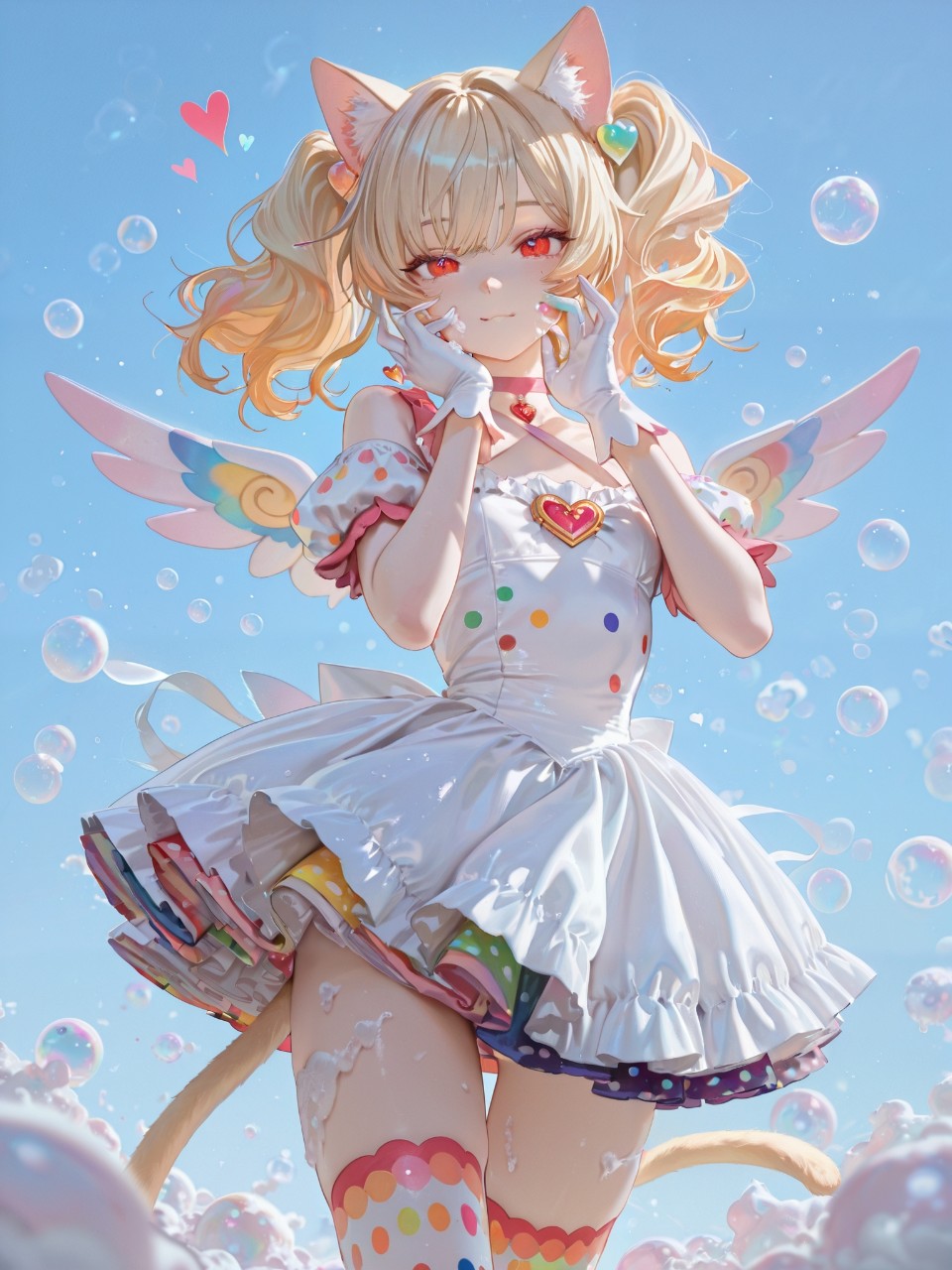 カラフル水玉模様のニャンミー — 緋鞠さんのAIイラスト