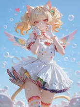 カラフル水玉模様のニャンミー — 緋鞠さんのAIイラスト
