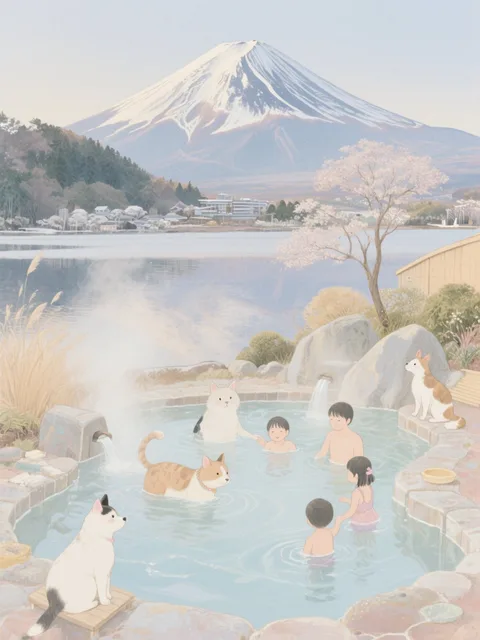 富士山と自然の小さな天然温泉