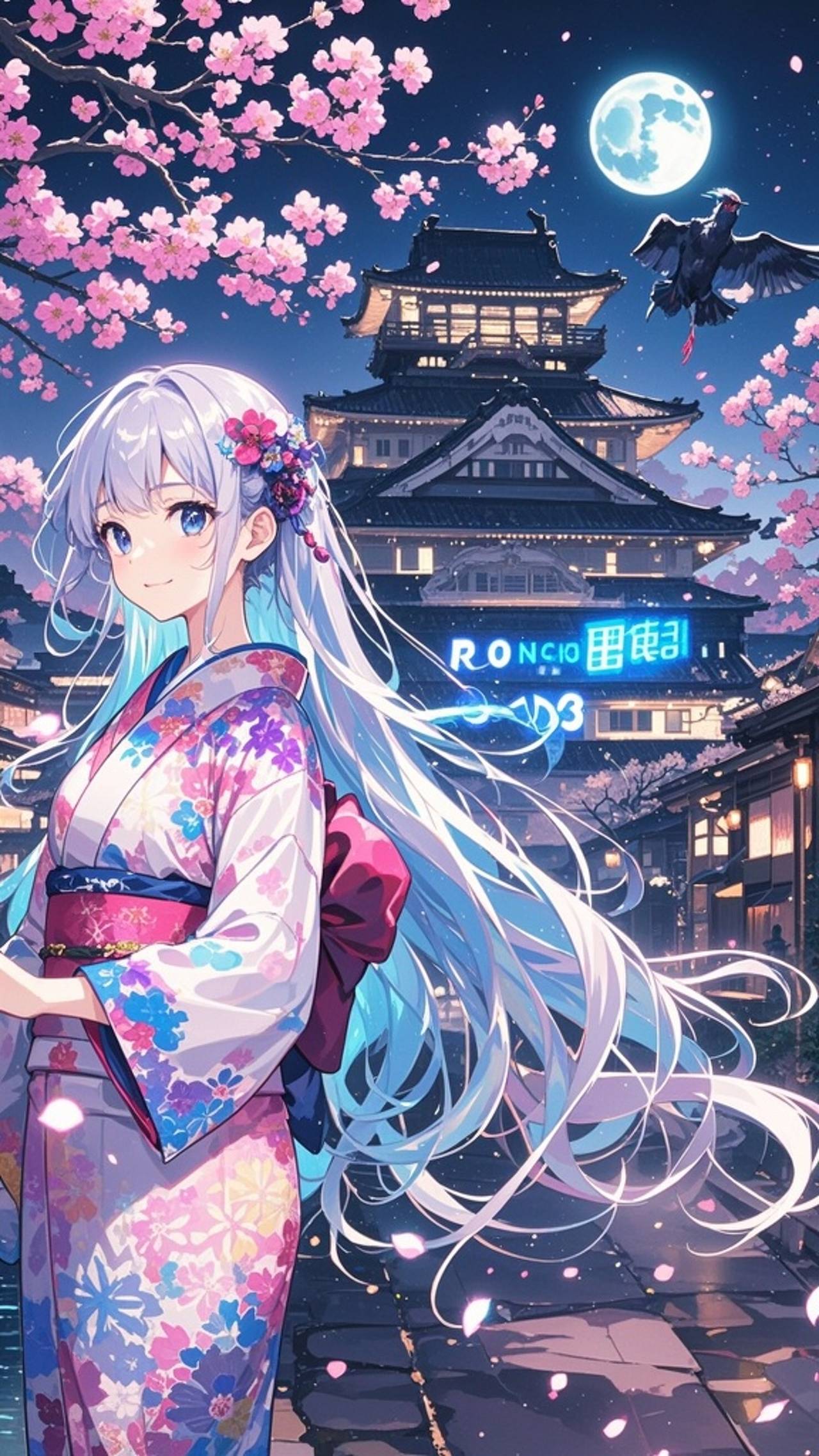 A young woman in a kimono