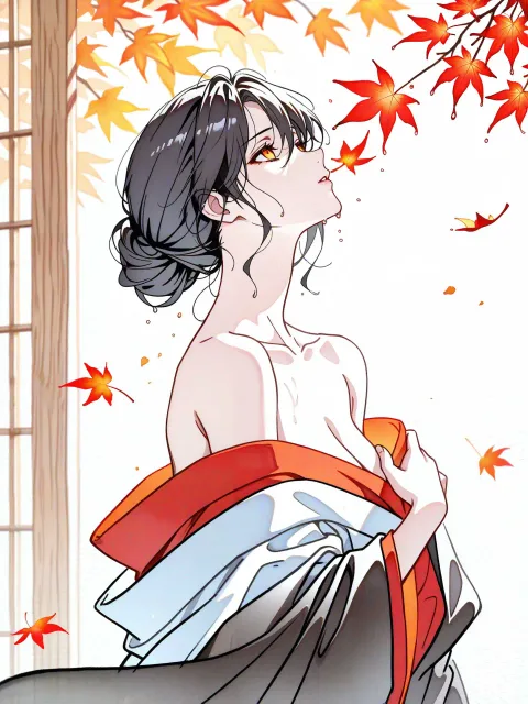 transparent watercolor style - 単衣の肩