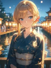水灯りの夜、君と歩く川床
