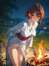 篝火と浴衣美人·夏の夜の篝火 の投稿作品