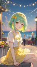 旅先の海辺の街を、夕食のあとふらりとお散歩しているとピエロに出会いました — ゆるりの＊（YururinoさんのAIイラスト