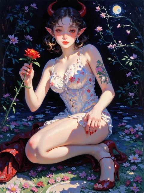 美しい若い女性、小悪魔、サキュバス、セクシーな服装 - 天使 vs 悪魔