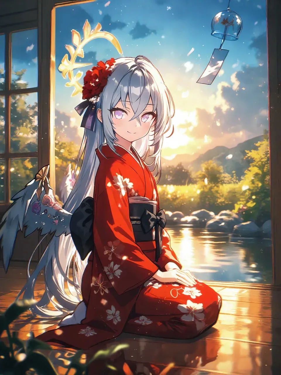 風鈴の揺れる夏の夕暮れ