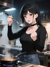 深夜に料理の特訓