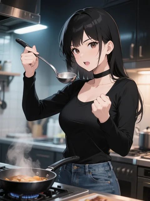 深夜に料理の特訓