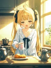 寝起きのブラウス黄色ちゃん — フジなすさんのAIイラスト