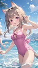 海辺で遊ぶ少女