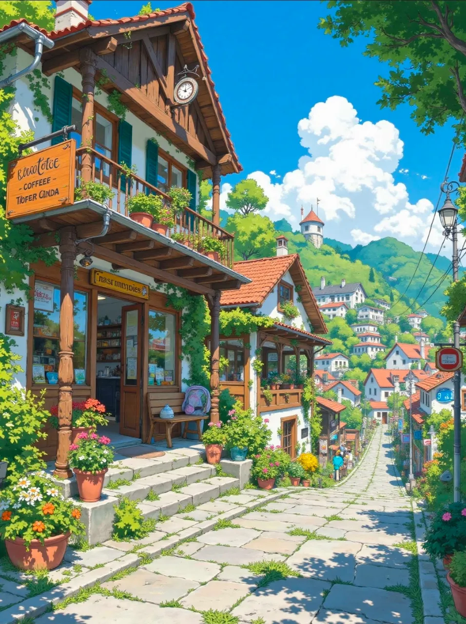 坂の上の喫茶店 — ×Alice×さんのAIイラスト