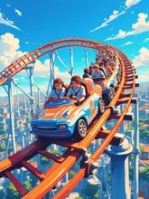 レールに沿うジェットコースター