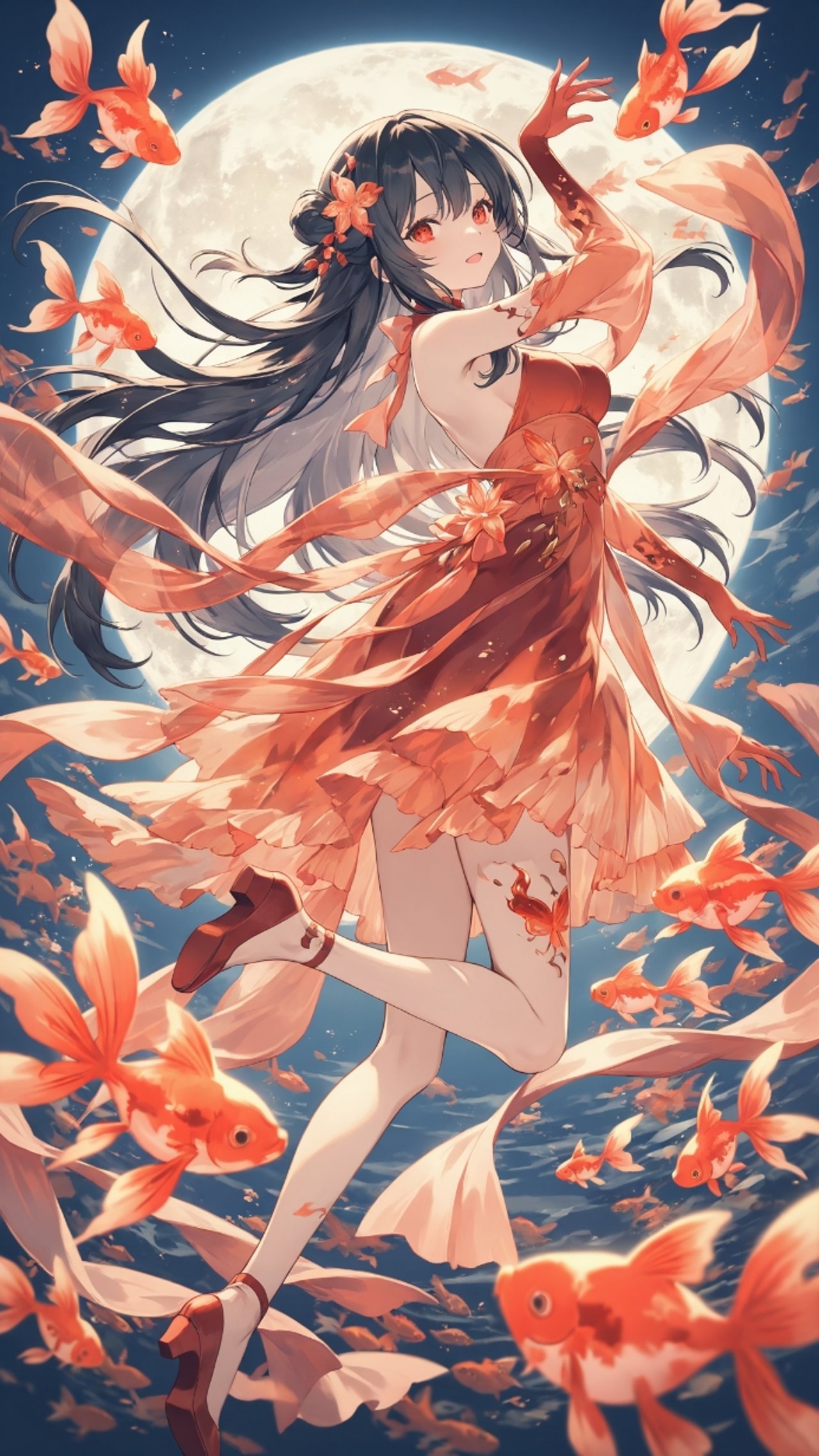 金魚と満月