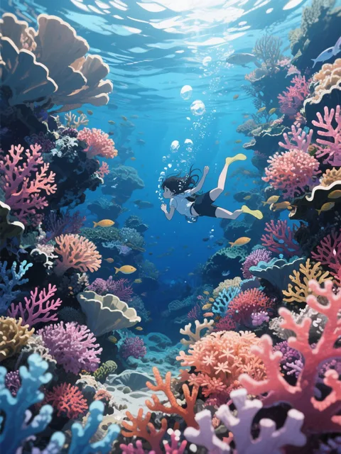 サンゴの海に潜る