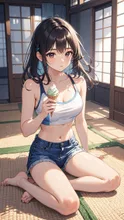 黒髪JK💕暑い日はコレが1番楽❤️