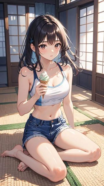 黒髪JK💕暑い日はコレが1番楽❤️