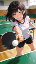 ラリーをする卓球部のアイドル