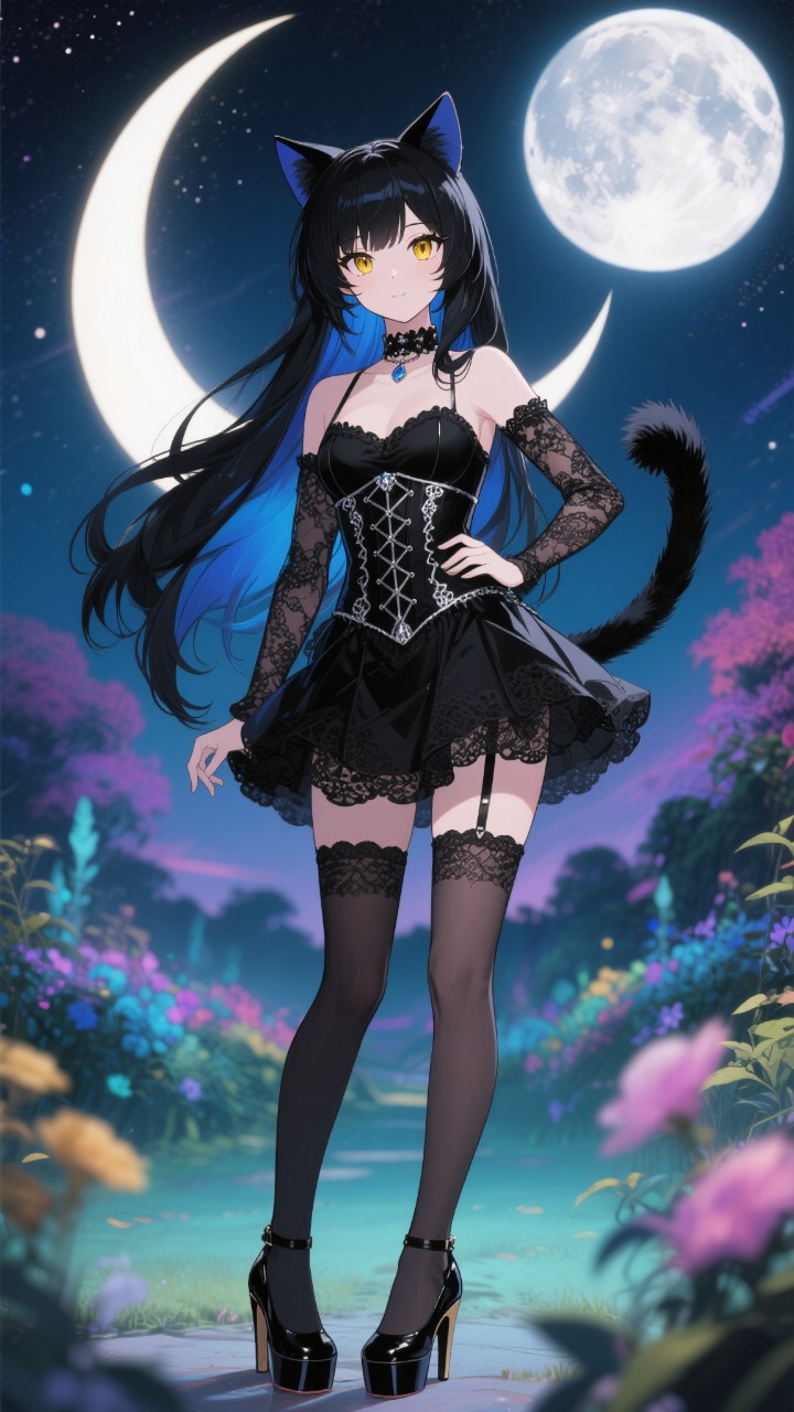月夜の黒猫にゃんこ