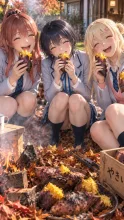 焼き芋·落ち葉のなかで の投稿作品