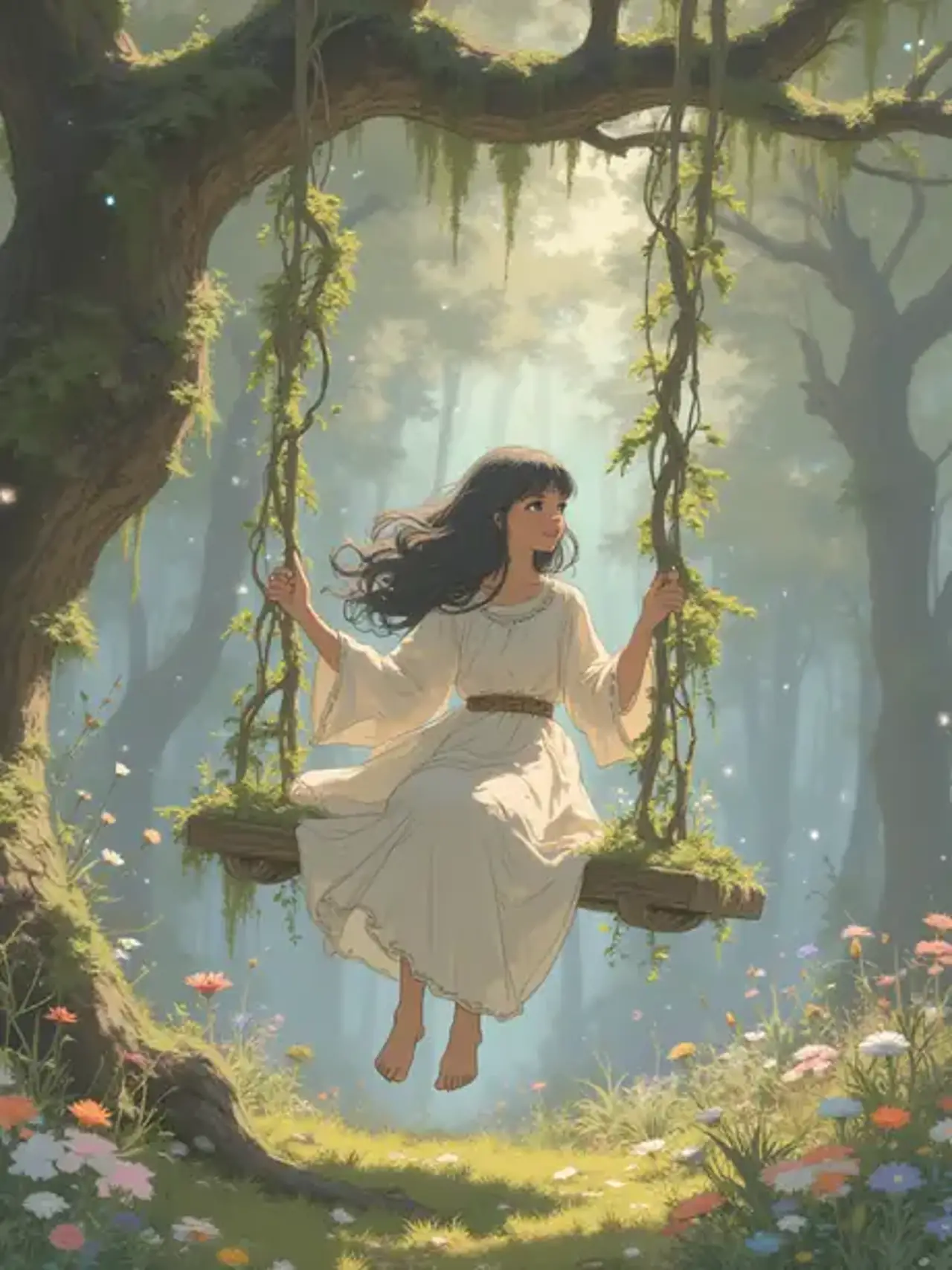 Ethereal Swing in the Mist — rei_26さんのAIイラスト