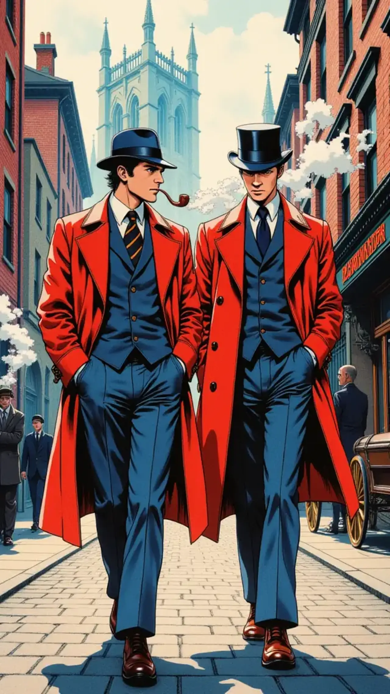 "Through Baker Street’s misted dawn, the weight of a pipe’s…