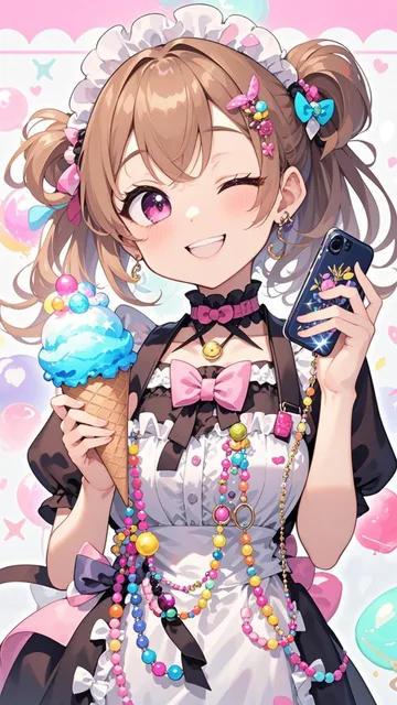 ロリカワギャル💕アイスクリームにトッピングしちゃった❤️