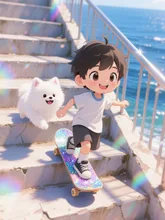 愛犬と散歩 — コロンさんのAIイラスト