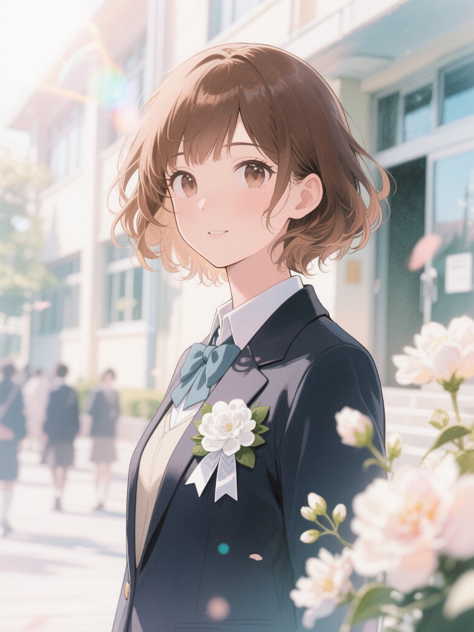 思い出の校舎と別れを告げ、いま新たな扉開き、遥かな年月経て、つぼみから花咲かせよう♪