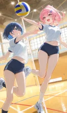体育祭、仲良し2人組の躍動（バレーボール編）