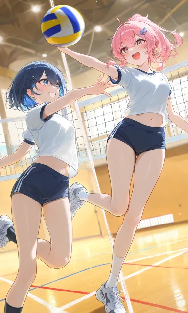 体育祭、仲良し2人組の躍動(バレーボール編)