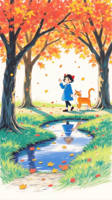 美しい秋の風景が描かれています - 画像生成チャレンジ