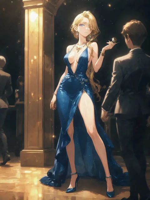 仮面舞踏会の1シーン、胸元が大きく開いた青いドレス - 仮装総選挙