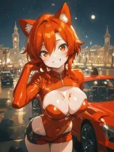 スーパーカー·真紅の車体に寄り添う の投稿作品