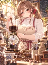 コーヒーはサイフォンの菜摘。