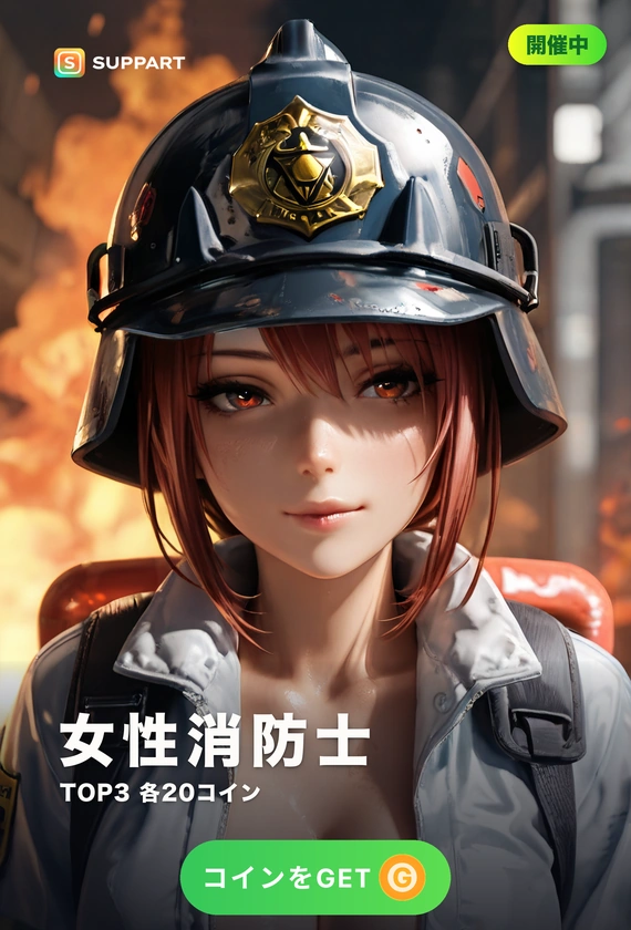 女性消防士·炎に立ち向かう勇姿