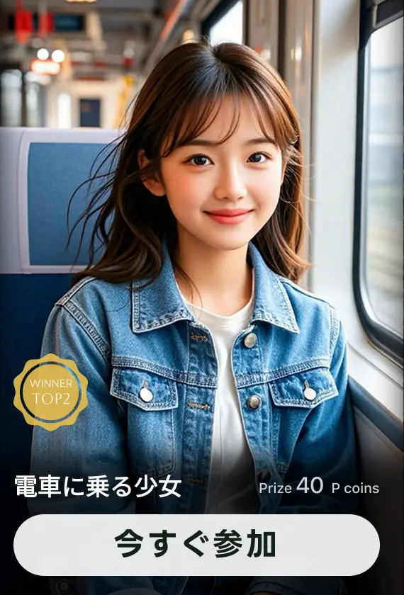 画像生成チャレンジ·電車に乗る少女